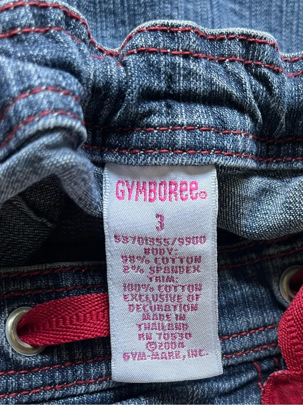 Size 3 Toddler Gymboree A line Denim Skirt with Red Heart Drawstring side zipper